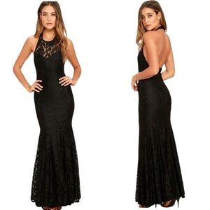 Lulu’s Live Forever Black Lace Maxi Dress